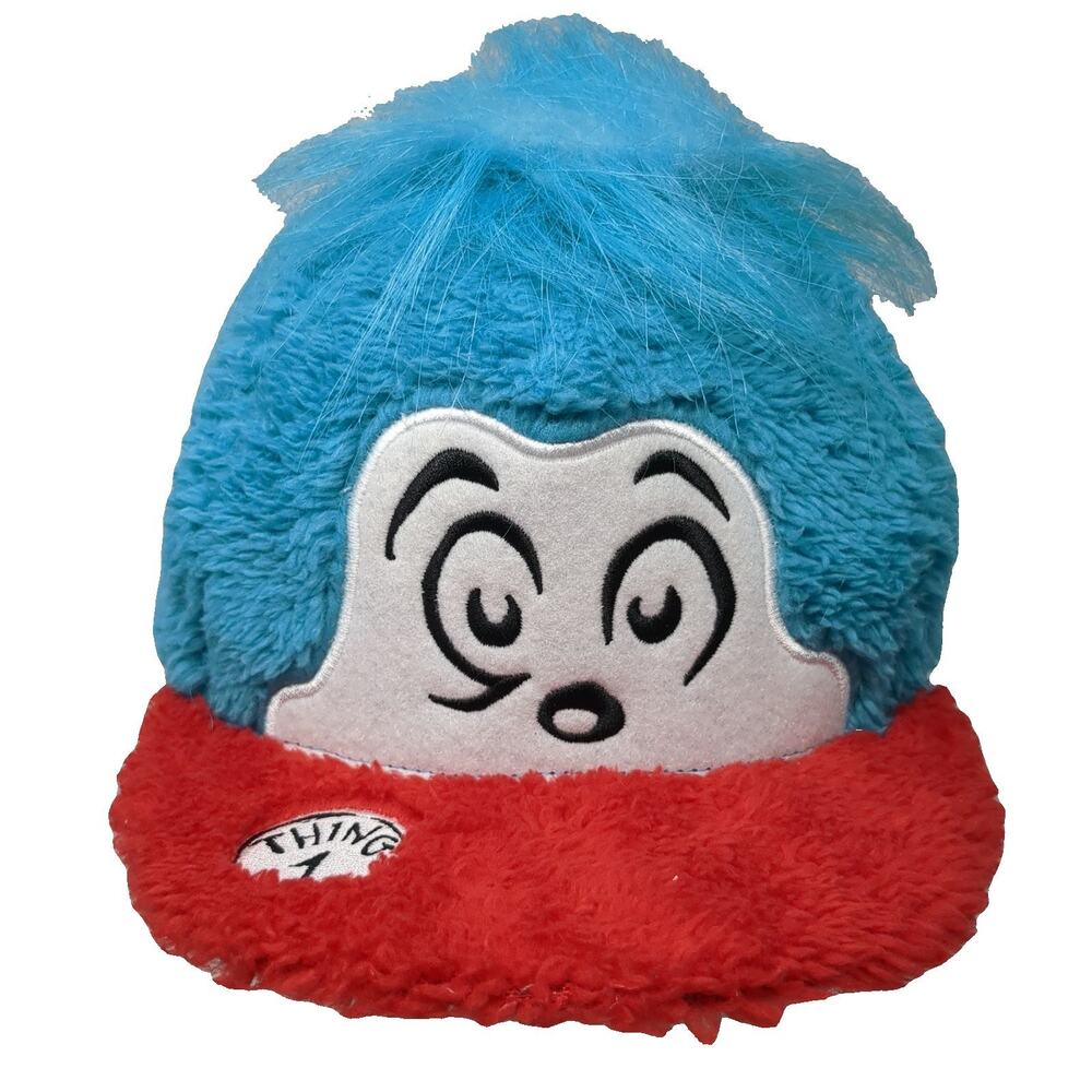 Dr. Seuss Baseball Cap Blue Red One Size Thing 1 Plush Faux Fur Novelty Hair Hat